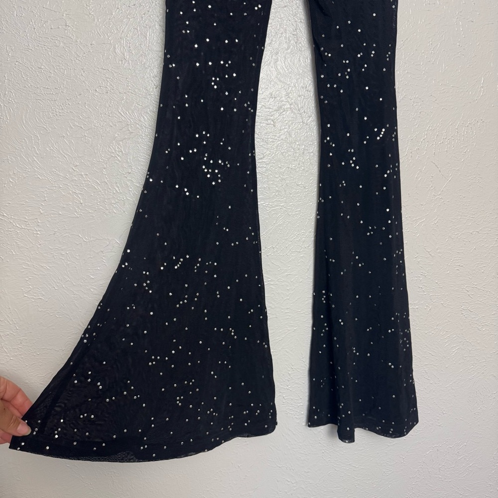 Sheer High Rise Sparkle Flare Leggings - Picture 3 of 9